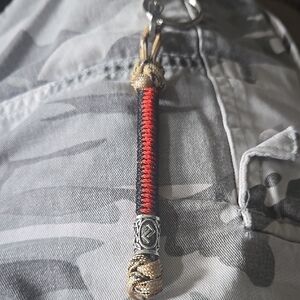 Thin Red Line Viking Bead Keychain.